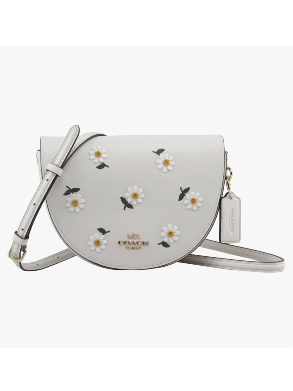 Coach C2863 Ellen Daisy Crossbody Bag Chalk White Embroidered Leather
